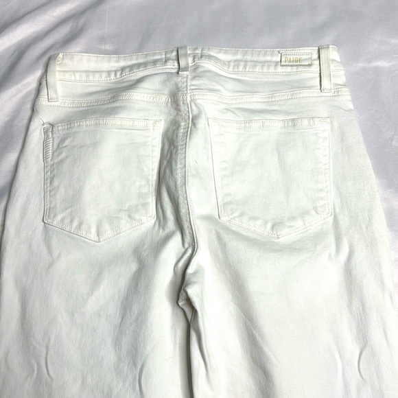 PAIGE Cindy High Rise Cropped Straight Jeans in Crisp White with Destroyed Hem - Picture 8 of 10